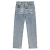 Applique running dog double scoop denim pants