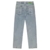 Applique running dog double scoop denim pants