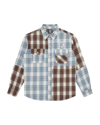 Arch logo patchwork check shirt