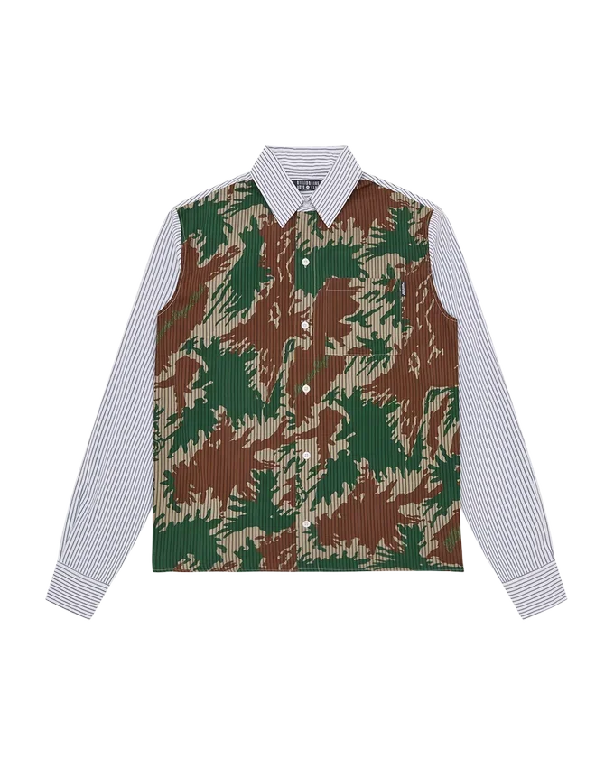 Burst camo half print poplin stripe shirt Burst camo half print poplin stripe shirt