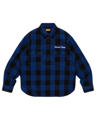 Check half-zip shirt