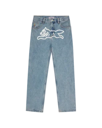Check lined denim pant