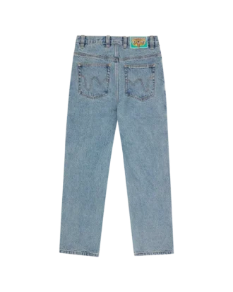 Check lined denim pant