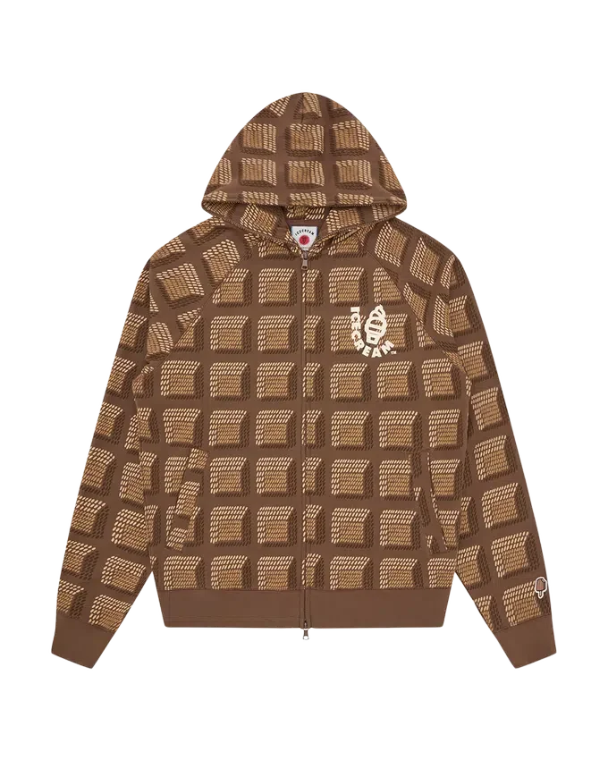 Chocolate waffle zip through hood Chocolate waffle zip through hood