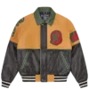 Club cracked leather varsity jacket