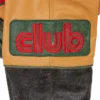 Club cracked leather varsity jacket