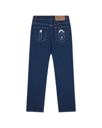 Crystal running dog denim pants