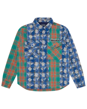Diamonds & dollars check padded overshirt