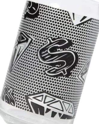 Diamonds & dollars soda can glass