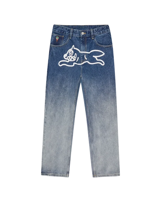 Fade out running dog double scoop denim pants Fade out running dog double scoop denim pants