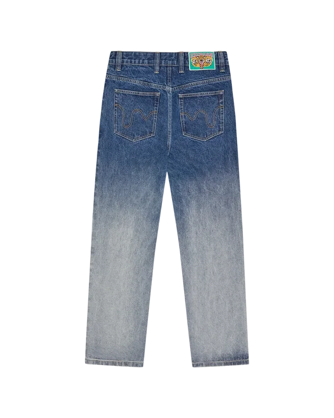 Fade out running dog double scoop denim pants Fade out running dog double scoop denim pants