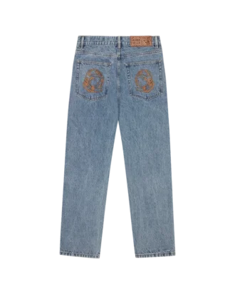 Faded arch logo denim pants