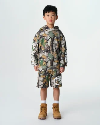 Kids tree camo popover hood