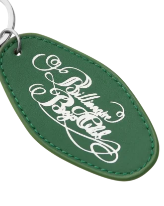 Script logo leather keyring
