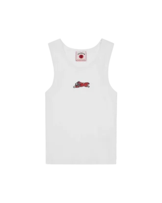 Womens beaded running dog ribbed vest top