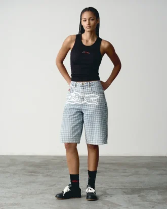 Womens beaded running dog ribbed vest top