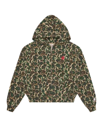 Womens camo zip through hood