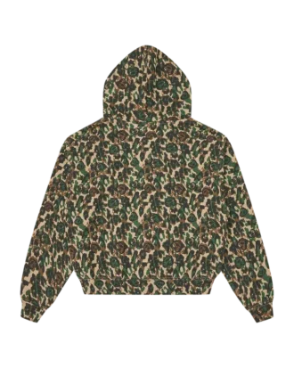 Womens camo zip through hood