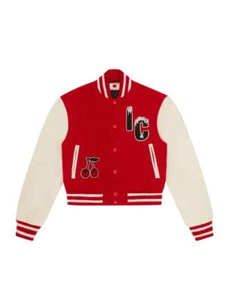 Womens cherry varsity jacket