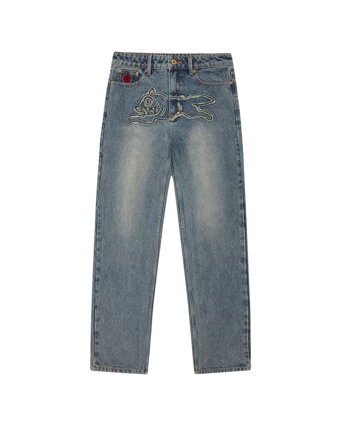 Womens distressed running dog denim pants Womens distressed running dog denim pants
