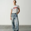 Womens distressed running dog denim pants Womens distressed running dog denim pants