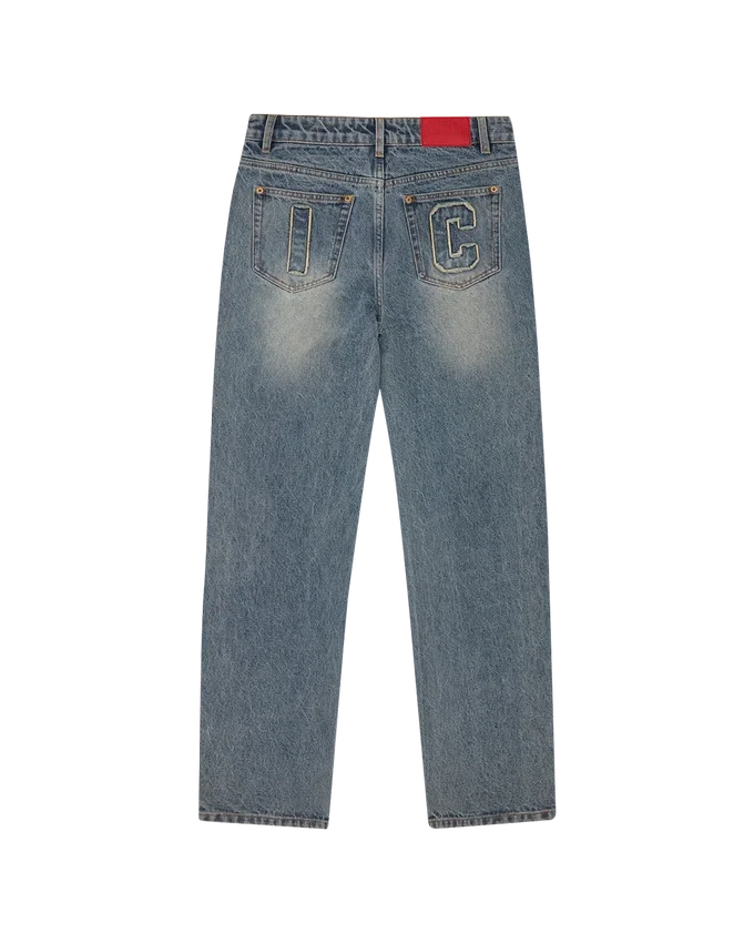 Womens distressed running dog denim pants Womens distressed running dog denim pants