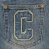 Womens distressed running dog denim pants Womens distressed running dog denim pants