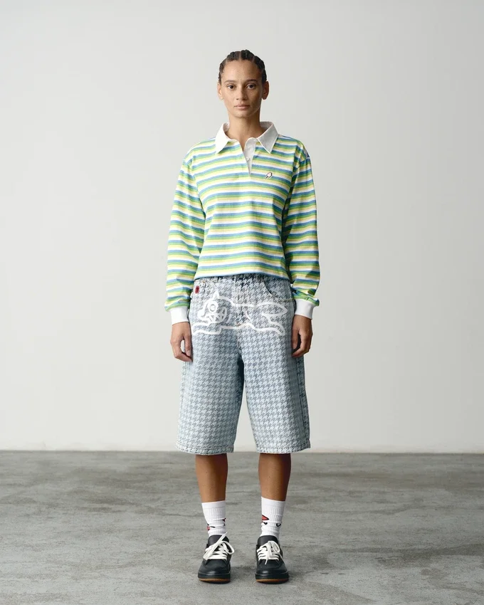 Womens popsicle striped cropped rugby shirt Womens popsicle striped cropped rugby shirt